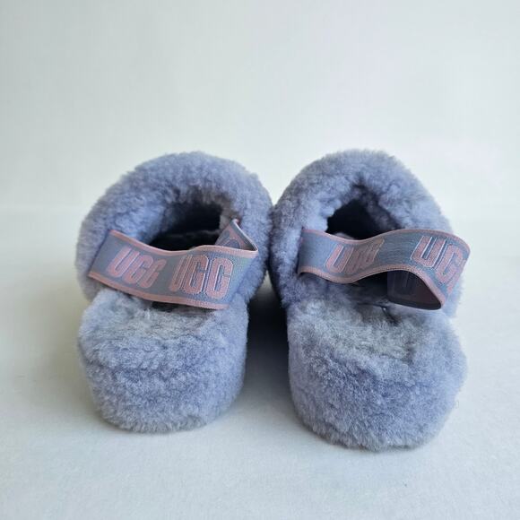 Shearling Slingback Slides UGG Fluff Yeah Size 7 Cornflower MultiColor Wool Blue - Picture 6 of 10